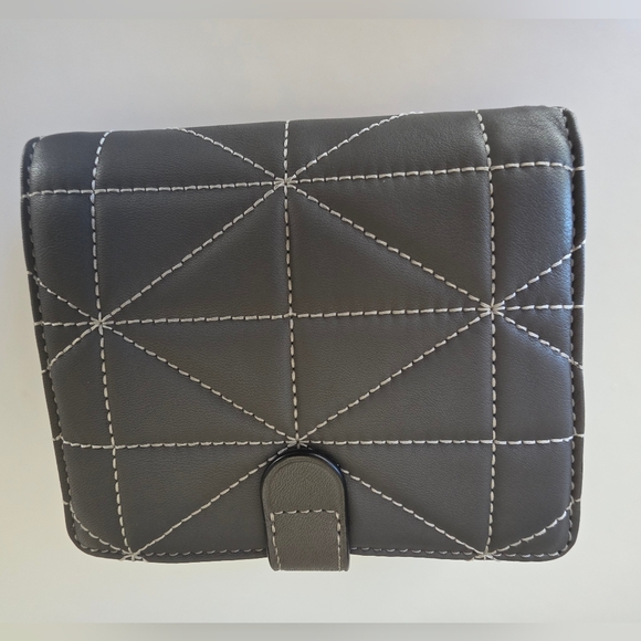 Coach Quilted Leather Large Accordion Zip Wallet Heather Grey/Black-NWT - Picture 6 of 11